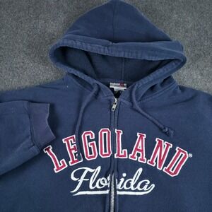Legoland Florida Hoodie Mens XL Navy Blue Lego Fan Zip Up Fleece Sweatshirt 2012